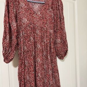 Red and White Patterned Dress